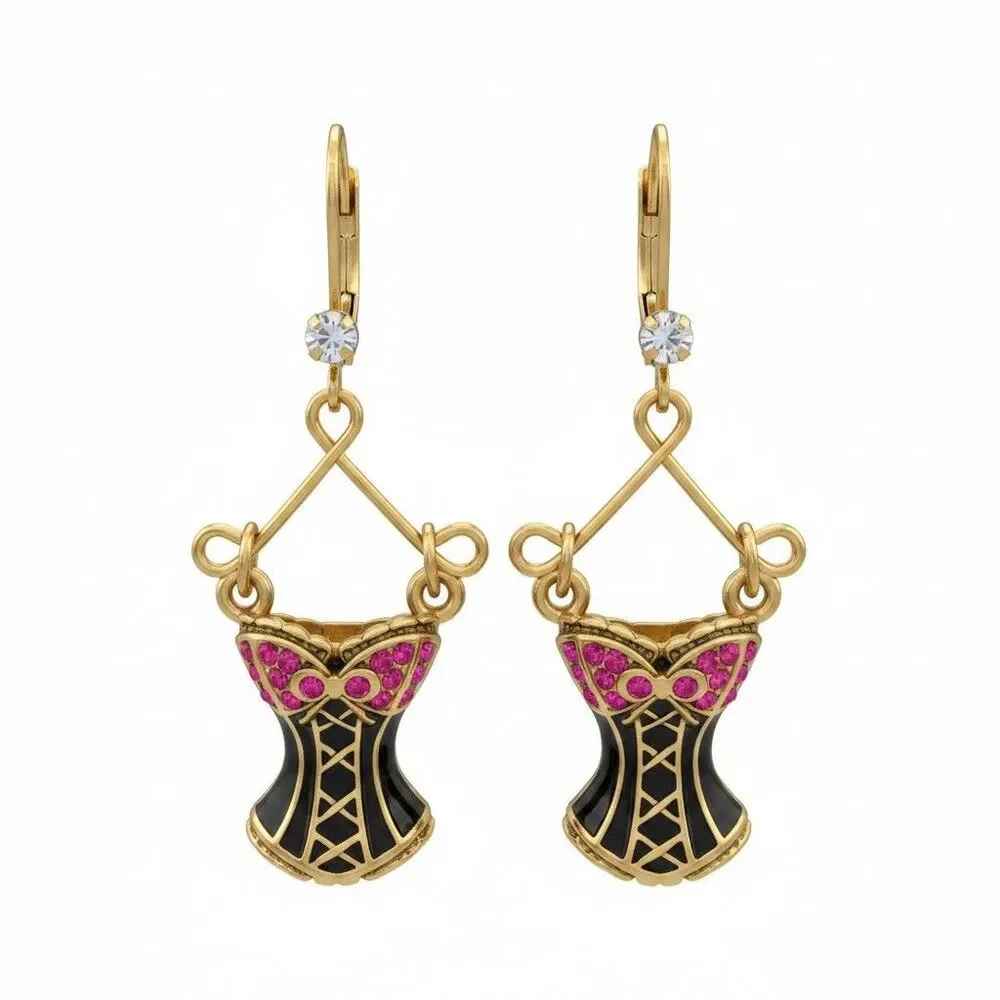 VINTAGE RARE Betsey Johnson Gold Crystals earrings 